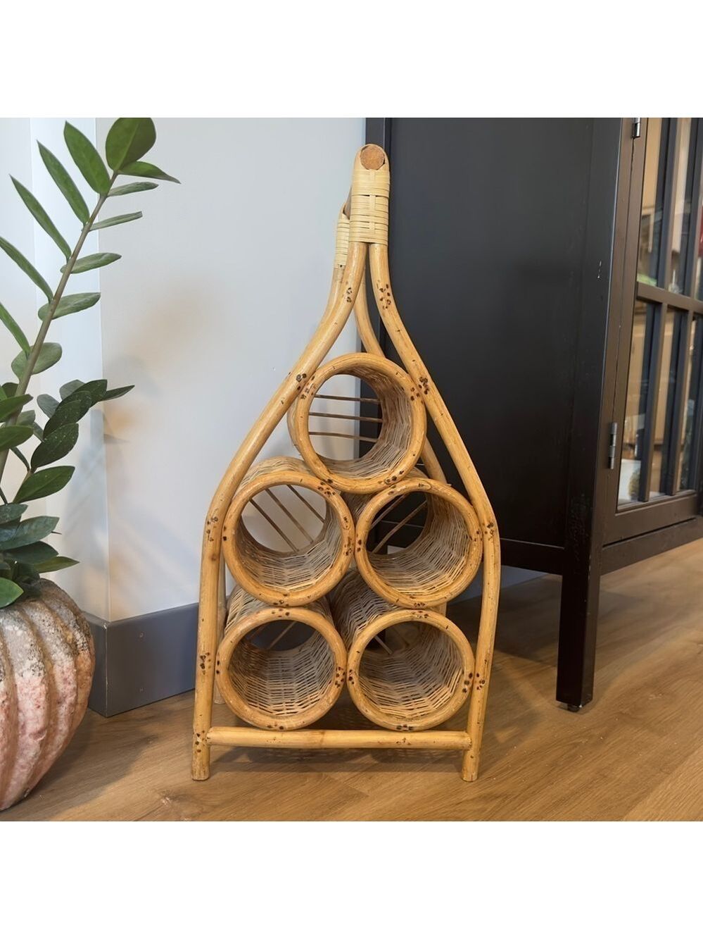 Wicker Wine Rack | Bamboo Bottle Holder | Rattan Decor
